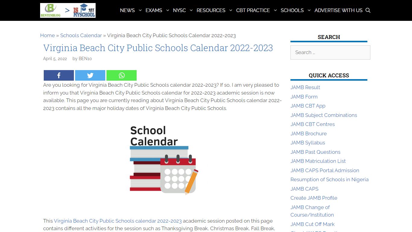 Virginia Beach City Public Schools Calendar 2022-2023