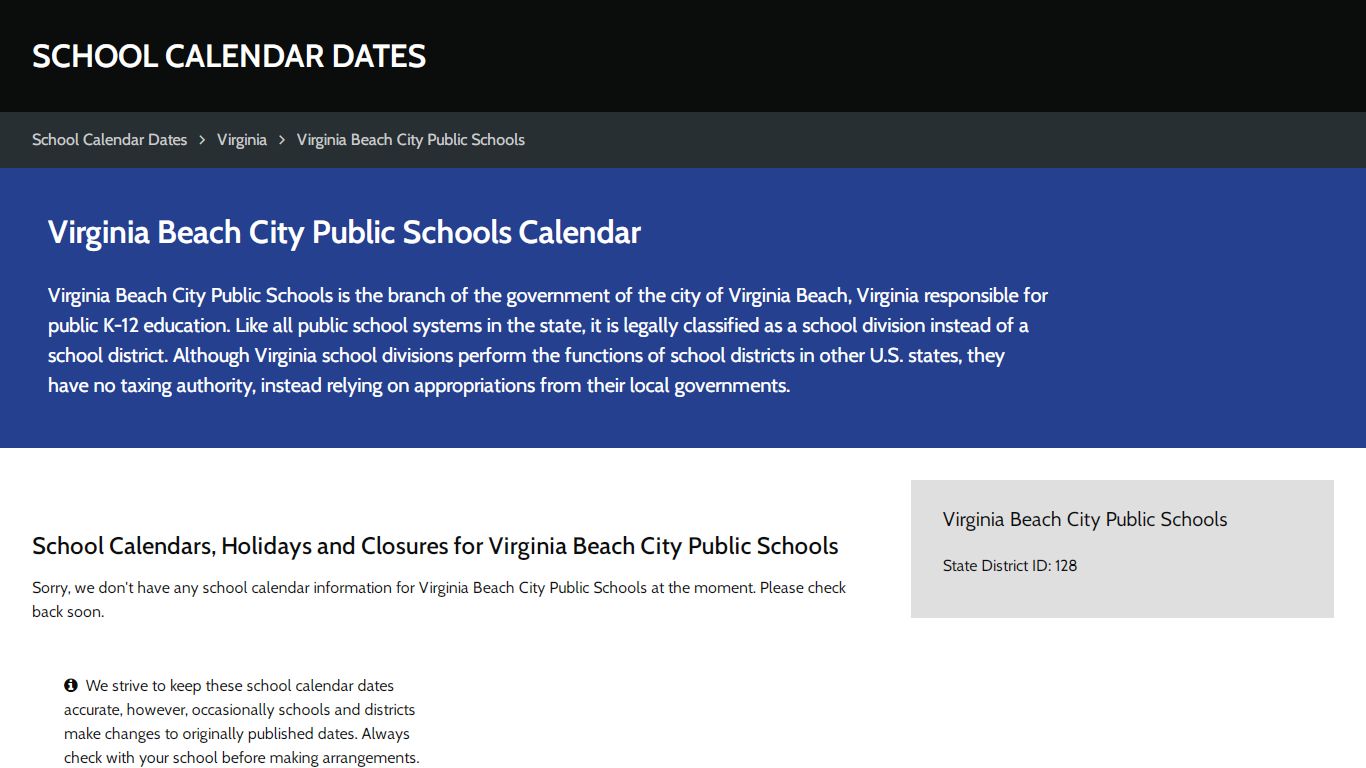 Virginia Beach City Public Schools Calendar - School Calendar Dates